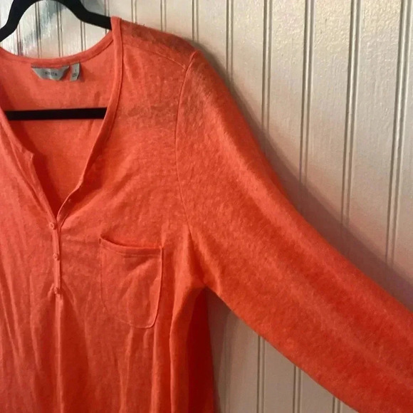 ATHLETA Linen Newport Henley Tunic Coral Orange SM - Picture 6 of 7